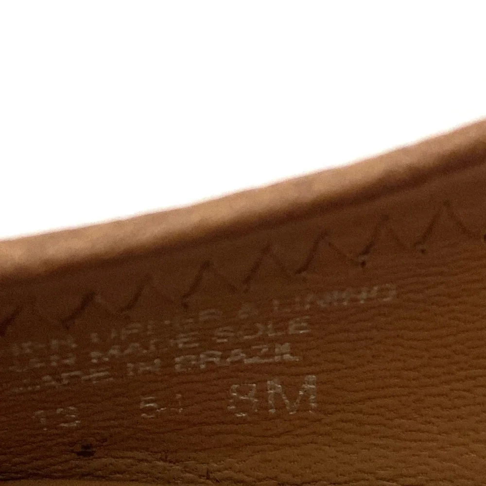 Tory Burch Sally Pump Wedge Heel Tan Brown Leather Gold Logo Peep Toe Cognac 8 M